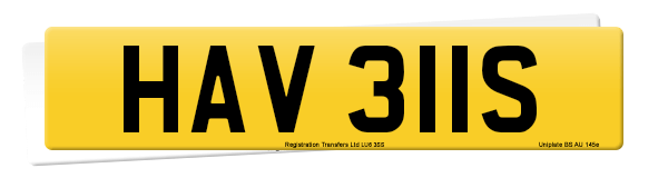 Registration number HAV 311S